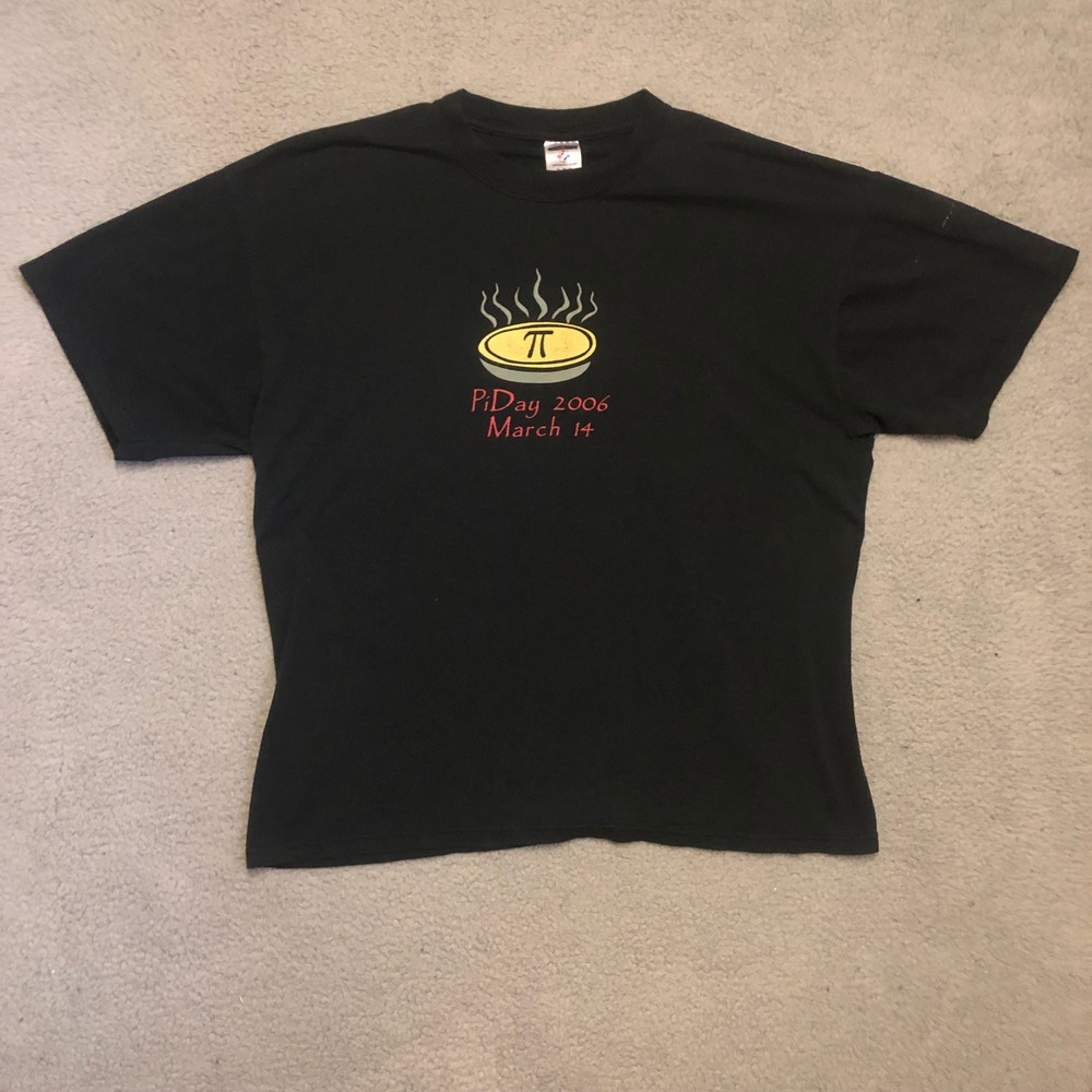 Vtg Jerzees Pi Day 2006 T Shirt Mens XL Black Math Graphic Novelty Tee Y2K Pie